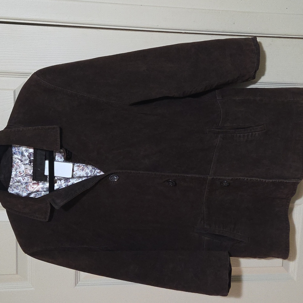 Women's Dark Brown Suede Button-Front Coat